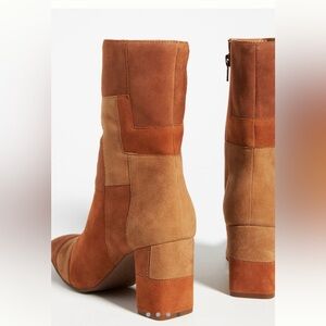 Color block suede boots